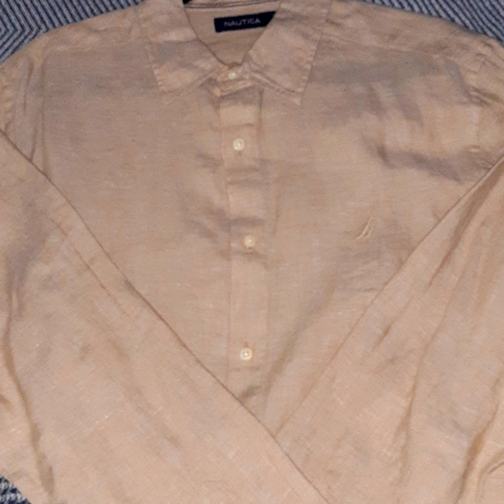 Nautica Long Sleeve Linen Button Up Shirt.BRAND NEW WITH TAGS!!